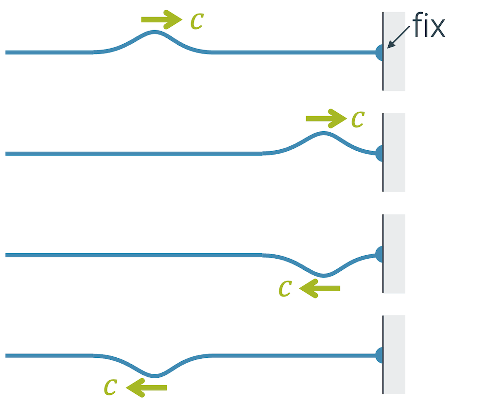 Reflexion einer Seilwelle an einem fixen Ende (Wellen an Grenzflächen)