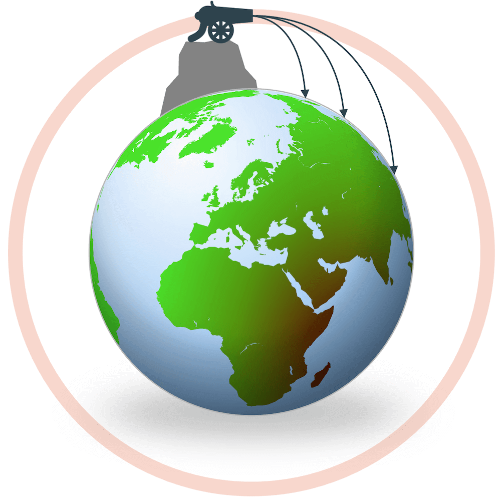 Newtons Gedankenexperiment, das zum Gravitationsgesetz führte