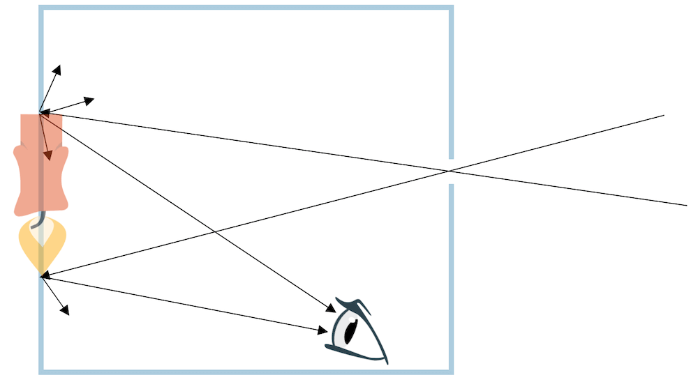 Reelles Bild bei der Camera Obscura (Lochkamera)