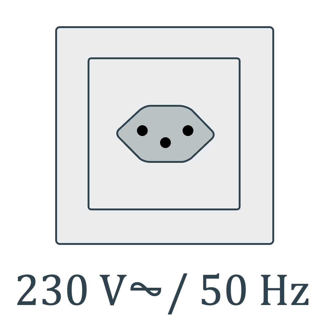 Netzspannung und Netzfrequenz bei einer Schweizer Steckdose