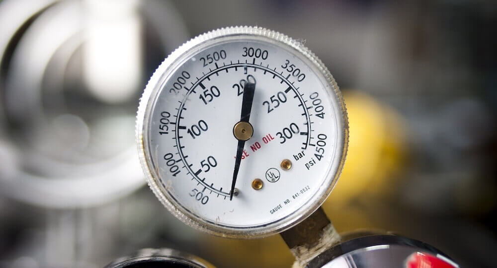 Druck gemessen auf dem Manometer